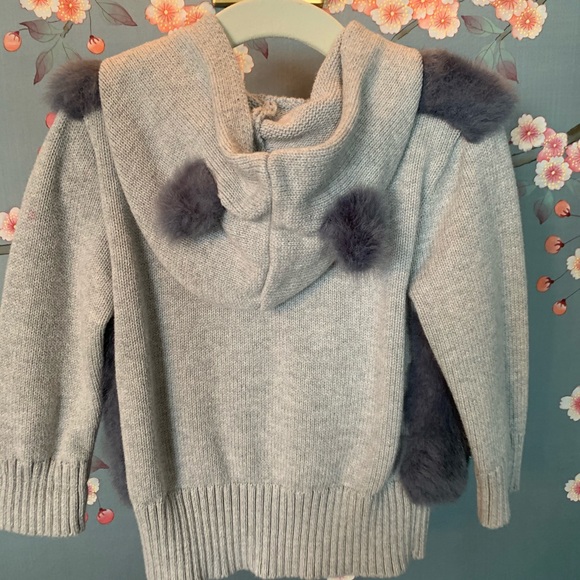 Adorable Hooded Knit & Faux Fur ZIP Cardigan - Picture 4 of 7